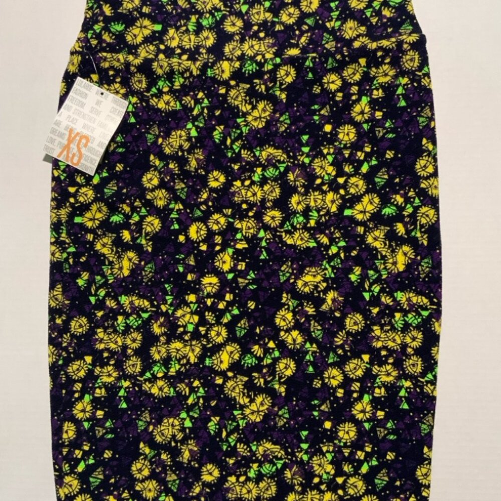 NWT LuLaRoe XS Women Cassie Floral Geometric Color Office Business Pencil‎ Skirt